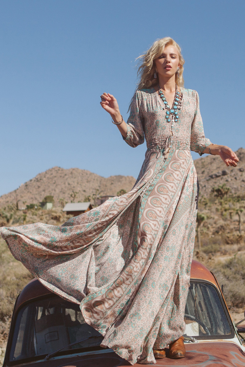 Spell Boho blossom gown sage 8
