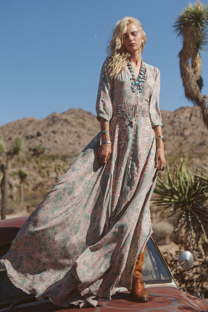 Spell Boho blossom gown sage 9