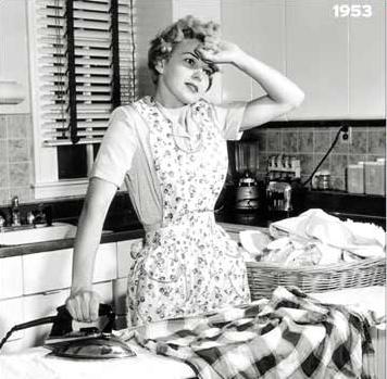 vintage ironing housewife tired